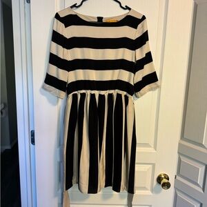 Alice + Olivia Black and White Striped Dress with Removable Belt